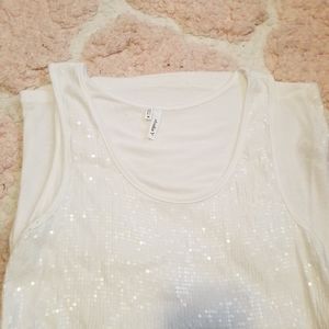 White tank with clear sequins